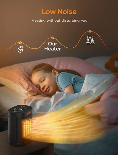 Miniatura 6 de Calentador de espacio de 1000 W, pequeño calentador de espacio de cerámica con termostato, mini calentador eléctrico portátil con calor de seguridad