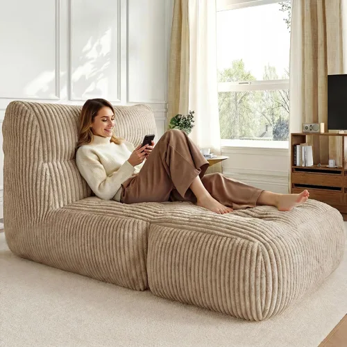 Miniatura 8 de Homkdom Puf gigante para adultos, de 31.49 pulgadas de alto con otomana plegable para sala de estar, dormitorio o balcón, sillón grande con relleno