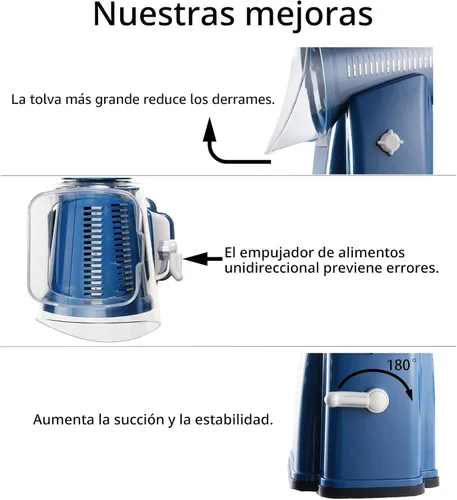 Miniatura 5 de Rallador rotativo de queso mejorado con asa, base de succión fuerte, rebanador giratorio multiusos con 5 cuchillas intercambiables para hielo