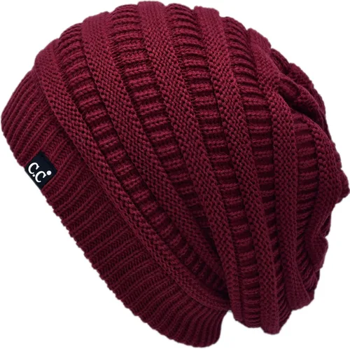Miniatura 12 de C.C Winter Oversized Beanie Hat with Fuzzy Lining – Thick Knit Thermal Beanie for Cold Weather, Soft Warm Fleece Lined Cap