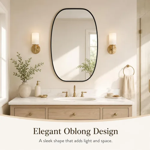 Miniatura 2 de USHOWER Black Oval Arch Bathroom Mirrors for Over Sink, 20x30 Inch Bathroom Vanity Mirror for Bathroom, Bedroom, Vanity, Entryway, Aluminium Frame