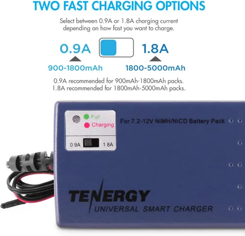 Miniatura 2 de Tenergy Cargador universal inteligente para batería de NiMH / NiCd 7.2V - 12V con corriente de carga y sensor de temperatura/selección