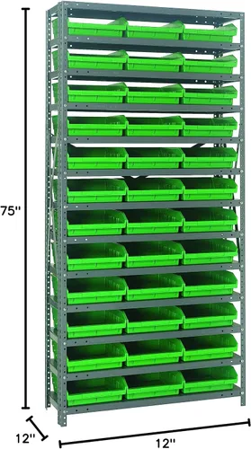 Miniatura 332 de Quantum QSBU-245BK Heavy Duty Shelving Unit with (7) Shelves and (24) QUS245 Black Bins for Garage Warehouse Storage Distribution 400 lb Load