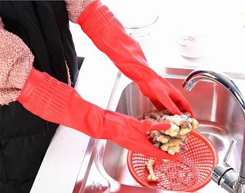 Miniatura 6 de Guantes de limpieza de goma para cocina, guantes para lavar platos, 3 pares, impermeables y reutilizables. (L)