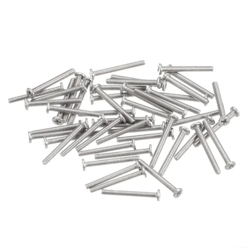 Miniatura 42 de Uxcell M1-0.25 x 2 mm 50 piezas Tornillos de cabeza plana redonda 304 de acero inoxidable Phillips Drive tornillos de máquina para fijación