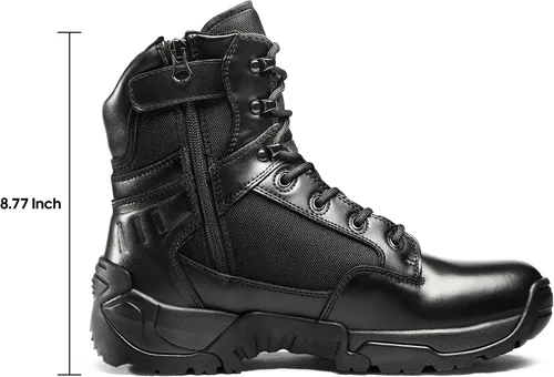 Miniatura 2 de NORTIV 8 Men's Side Zipper Military Tactical Work Boots Leather Motorcycle Combat Boots