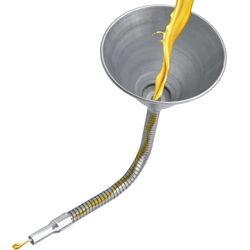 Miniatura 5 de Embudo universal de acero flexible con filtro y tubo flexible, galvanizado para todos los aceites automotrices, combustible diesel y otros líquidos