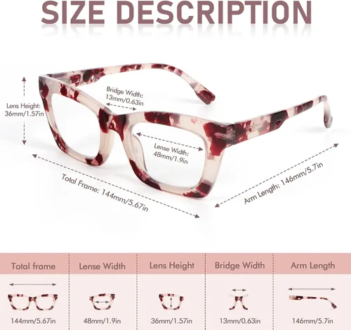 Miniatura 4 de REAVEE Paquete de 3 lentes de lectura estilo Oprah con cadena, lectores para mujer, bloqueo de luz azul con bisagra de resorte