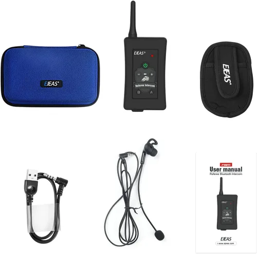 Miniatura 7 de EJEAS FBIM Intercomunicador Bluetooth profesional de árbitro de fútbol, 850 mAh, dúplex, 1500 M, inalámbrico Bluetooth con función de reducción