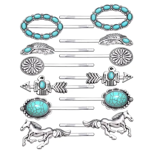 Horquillas para el cabello retro para mujeres y niñas, alfileres decorativos turquesa, retro, horquillas vintage, pinzas para el cabello vaquera