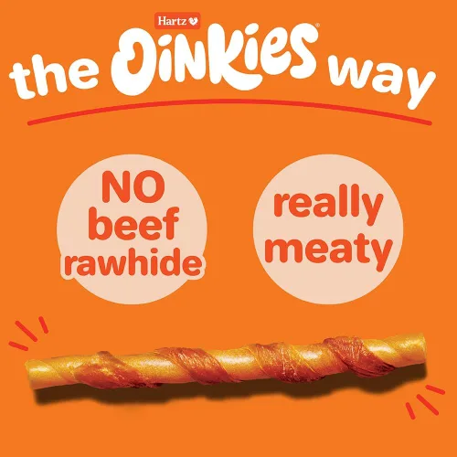 Miniatura 4 de Hartz Oinkies Tender Twists con pechuga de pollo real sin piel cruda para perros, masticables altamente digeribles para perros, 18