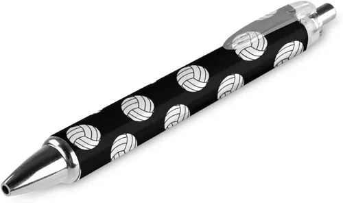 Pelotas de voleibol en blanco y negro retráctil, bolígrafo de tinta azul, bolígrafo de trabajo para hombres y mujeres, 1 unidad