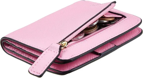 Miniatura 13 de Toughergun Cartera pequeña de cuero delgada para mujer con protección RFID, mini monedero bifold compacto con ventana de identificación transparente