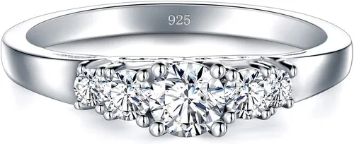 Miniatura 2 de BORUO Anillo de plata esterlina 925, anillo de eternidad, compromiso y boda con circonita cúbica