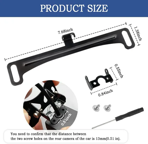 Miniatura 2 de Cámara de respaldo universal para placa de matrícula, kit de montaje para cámara de visión trasera en el salpicadero, soporte para cámara de placa