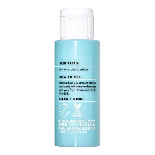 Miniatura 7 de e.l.f. SKIN Holy Hydration! Limpiador diario Mini, limpiador facial para eliminar el exceso de aceite, impurezas y maquillaje, fabricado con ácido