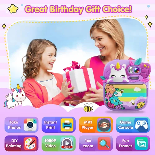 Miniatura 2 de TIATUA Cámara de impresión instantánea para niños, cámara para niños con fotos imprimibles, juguetes de cámara para niños de 3 a 14 años, cámara