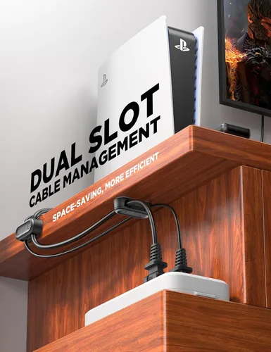Miniatura 5 de Clips Magnéticos para Cables - Chfeila Paquete de 4 [Doble Ranura] [Rotación 360° y Bloqueo por Torsión] Gestión de Cables, Soporte Adhesivo
