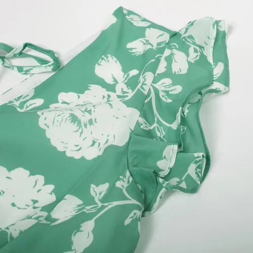 Miniatura 3 de GRACE KARIN Vestido de verano con cuello en V y mangas con volantes para mujer, vestido midi con vuelo y escalonado, vestido de cóctel
