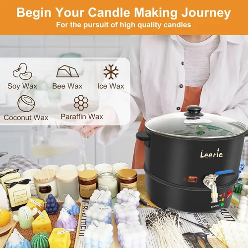 Miniatura 2 de Leerie Derretidor de cera de 16 libras para hacer velas, olla eléctrica grande de cera L8, kit de fabricación de velas de cera de soja para el hogar