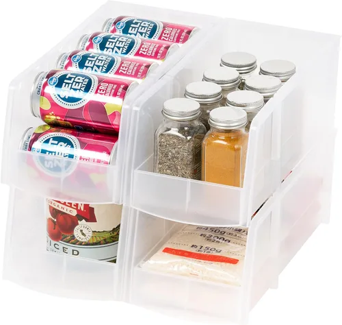 Miniatura 13 de IRIS USA Contenedores de almacenamiento de plástico transparentes apilables, X Grande - Paquete de 4, Organizador de cocina, despensa, armario
