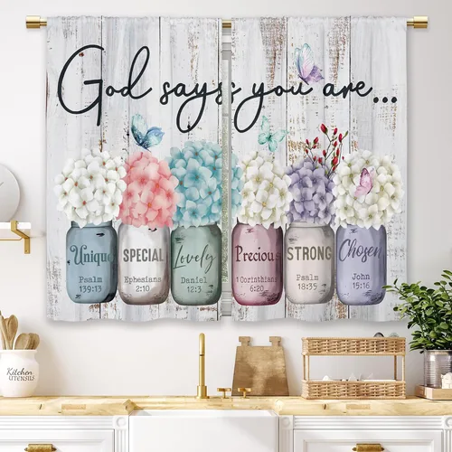 Miniatura 29 de Cortinas de Cocina de Girasol Estilo Granja, Cortinas de Ventana Cortas Pequeñas de Café con Flores Rústicas Florales del Campo, Cortinas de Ventana