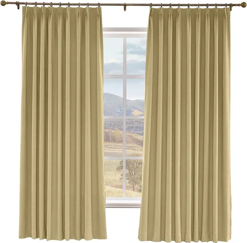Miniatura 18 de Macochico Cortinas opacas de lino sintético de 52 pulgadas de ancho x 63 pulgadas de largo, panel de cortinas plisadas para dormitorio, aulas
