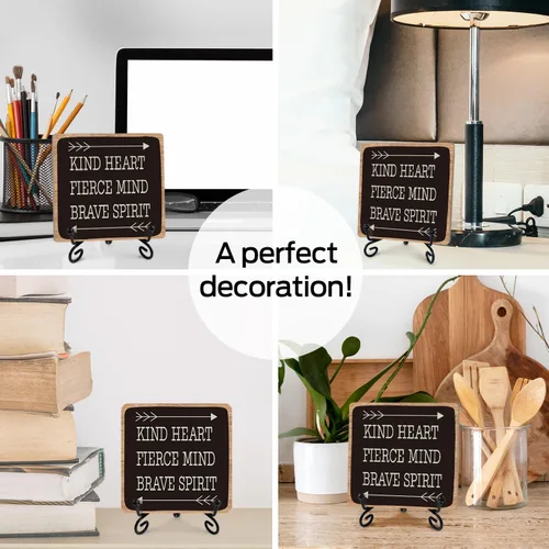 Miniatura 4 de Regalos inspiradores para mujeres y hombres, letreros de mesa de madera inspiradores, decoración de escritorio, placa de madera con soporte, corazón