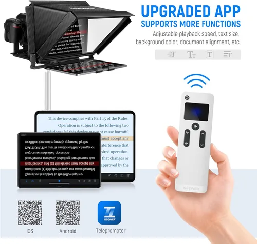 Miniatura 4 de NEEWER X12 Teleprompter de Aluminio con Control Remoto RT-110 (Conectado a través de Bluetooth en la Aplicación NEEWER Teleprompter) y Estuche