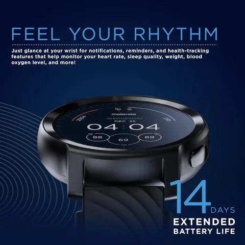 Miniatura 2 de Motorola Reloj inteligente Moto Watch 100 - Reloj inteligente de 1654in con GPS para hombres y mujeres batería de hasta 14 días frecuencia cardíaca