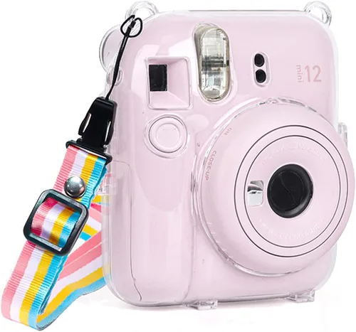 Miniatura 8 de Funda transparente Mini 12 con bolsillo para película para cámara instantánea Fujifilm Instax Mini 12, vitrina con correa de hombro ajustable Funda