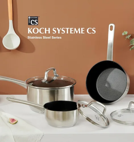 Miniatura 7 de KOCH SYSTEME CS Juego de cacerolas de acero inoxidable, sartén de acero inoxidable de 1 cuarto, 2 cuartos y 3 cuartos de galón con revestimiento