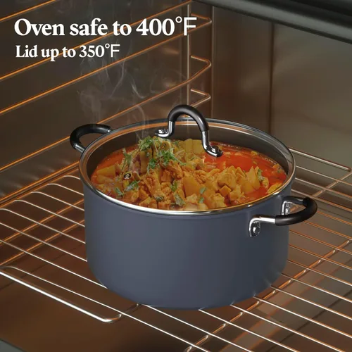 Miniatura 5 de Cook N Home - Olla antiadherente con tapa para sopa de 10 cuartos de galón, anodizada dura profesional, segura para horno - Asas que se mantienen