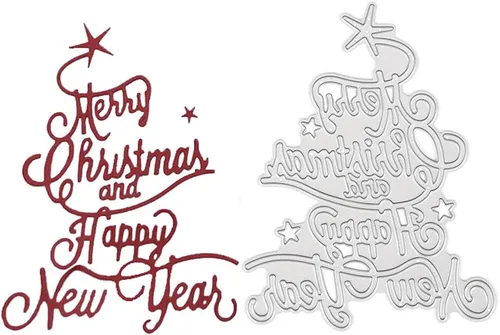 Troqueles de corte de metal de Feliz Navidad, moldes de plantilla, herramienta de grabado en relieve para hacer tarjetas, álbumes, álbumes de