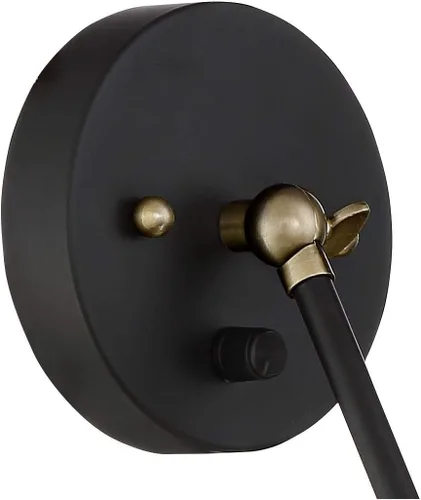 Miniatura 5 de 360 Lighting Wray - Lámpara de pared moderna con brazo oscilante ajustable para interiores con cable, juego de 2 lámparas de latón antiguo negro