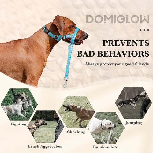 Miniatura 4 de Collar sin tirones para la cabeza de perro, cuello halter ajustable para perros agresivos, acolchado antitirones, bozal de plomo suave