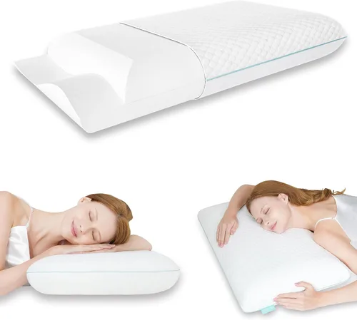 Miniatura 9 de Releep Almohada refrescante de espuma viscoelástica suave, almohada cervical para dormir de lado, dormir de espalda y boca abajo, diseño ortopédico