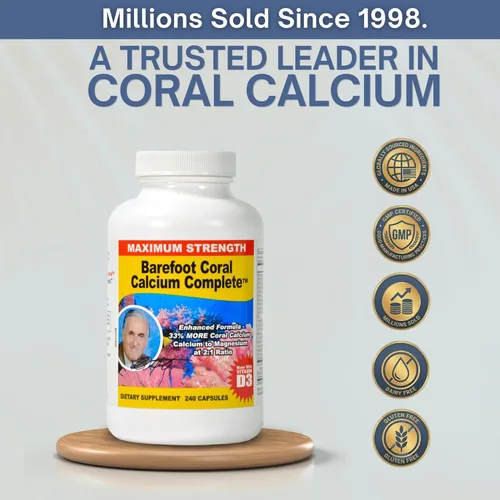 Miniatura 3 de 240 cápsulas de calcio coral de 1500 mg - Salud ósea - 72 minerales traza, calcio, magnesio y vitamina D3 - Desarrollado por Bob Barefoot