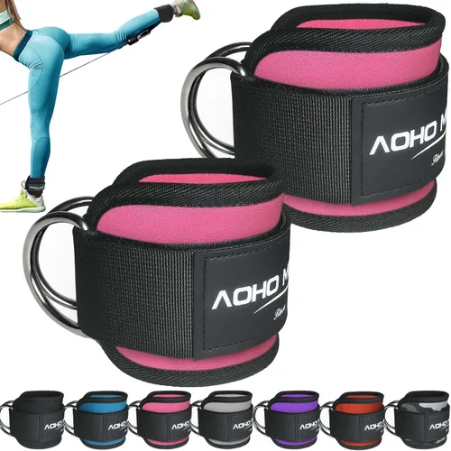 Miniatura 8 de AOHO MOOON - Brazalete de tobillo para máquina de cable, accesorios de gimnasio para mujeres y hombres, puños de tobillo de neopreno para patadas
