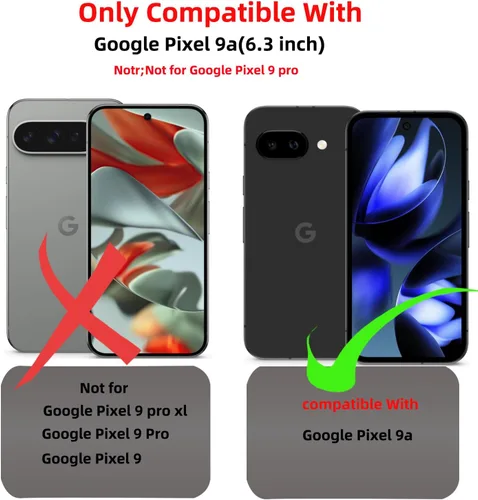 Miniatura 8 de Funda magnética para Google Pixel 9A compatible con cargador inalámbrico MagSafe, para Pixel 9A, funda de teléfono integrada de 360 °, con 2