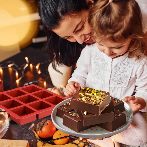 Miniatura 8 de AIERSA Moldes cuadrados de silicona para chocolate, 2 moldes de barra de chocolate profundo de 1 pulgada para bricolaje de 2.5 x 2.5 x 1 pulgada