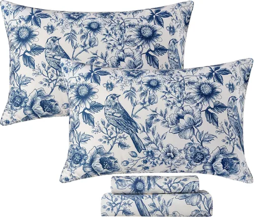 Miniatura 74 de FADFAY Juego de sábanas de rosas blancas, ropa de cama vintage floral de rosas, ropa de cama estilo rústico, 100% algodón egipcio percal, 800 hilos