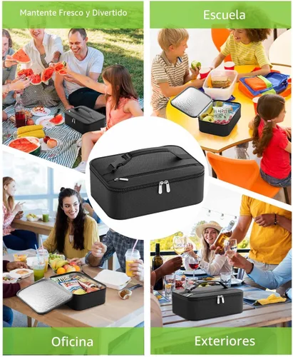 Miniatura 6 de Lonchera pequeña aislada para mujeres y hombres, lonchera Bento para niños, bolsas térmicas compactas portátiles para enfriar comidas con asa