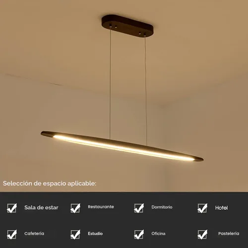 Miniatura 5 de YISDESIGN Lámpara colgante lineal de madera de 51 pulgadas, lámpara moderna para mesa de billar, luces de isla de cocina para comedor, bar, isla