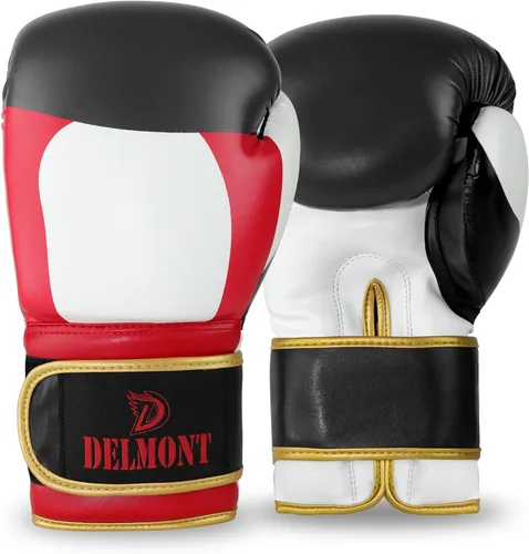 Miniatura 19 de Delmont Guantes de boxeo para hombres y mujeres – Bolsa pesada, guantes de kickboxing, sparring y entrenamiento con acolchado multicapa, soporte