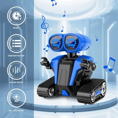 Miniatura 6 de MindPal - Robots juguetes para niños y niñas con demostración automática, robots para niños, robot de control remoto recargable con ojos LED Azul
