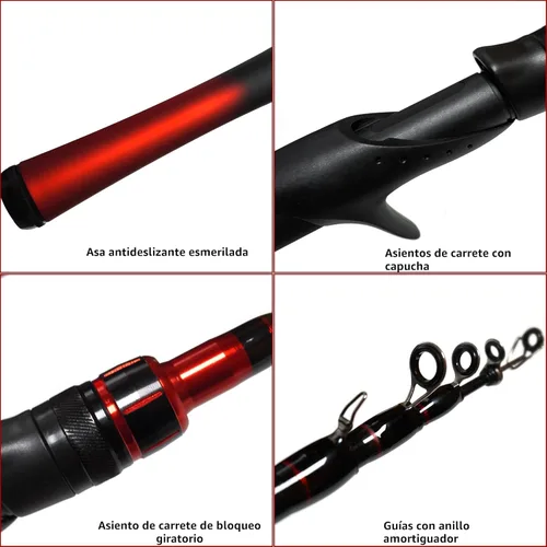Miniatura 4 de Kilitn Combo de Caña de Pescar y Carrete, Combo de Baitcasting Carrete Baitcast Caña Telescópica de Fibra de Vidrio Duradera de 5 Pies con Sedal