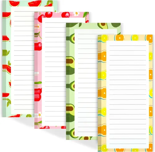 Joyberg Paquete de 4 Blocs de Notas Magnéticos para Refrigerador, Bloc Magnético de Lista de Compras para Refrigerador, Bloc Magnético de Lista de