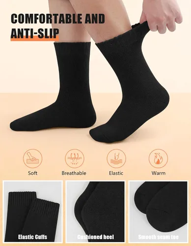 Miniatura 4 de UUMIAER 5 pares de calcetines de lana merino para hombre, calcetines térmicos de lana para senderismo, calcetines gruesos de invierno