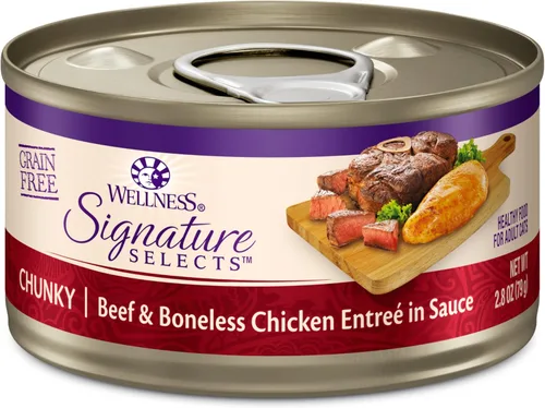 Miniatura 13 de Wellness CORE Signature Selects - Alimento húmedo enlatado triturado para gatos adultos, natural, rico en proteínas, sin granos, receta de entrada
